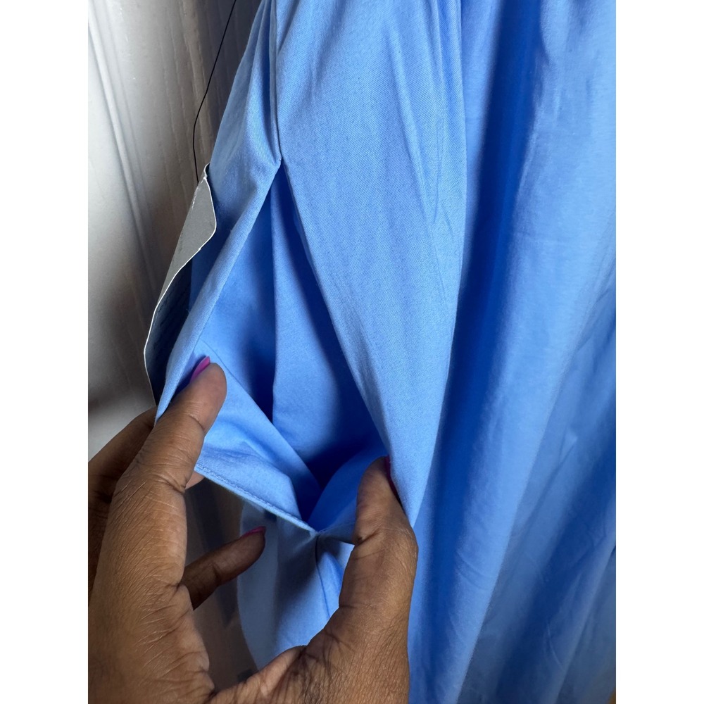 ASTR The Label Blue Poplin Bustier Midi Dress Ruched Tie Front Pockets Size M - Picture 8 of 9